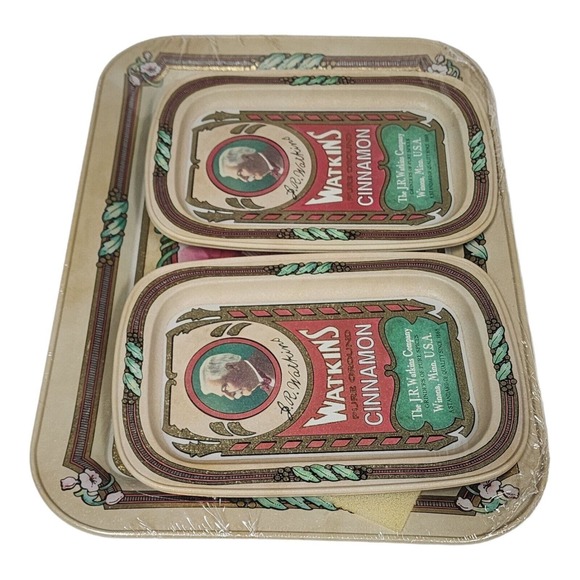J.R. Watkins Tin Tray Set 5 pc 125th Anniversary Vintage Advertising USA Made - Picture 2 of 5